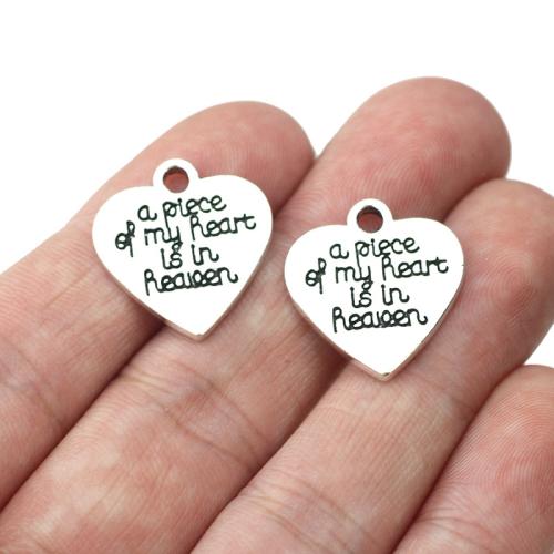 Zinc Alloy Heart Pendants antique silver color plated DIY Sold By Bag