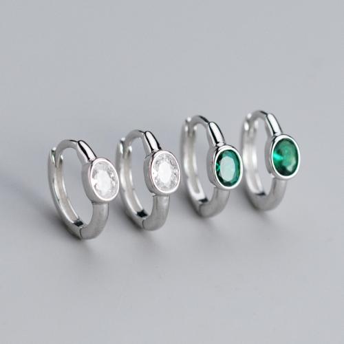 Argent sterling 925 Huggie Anneau d'oreille, Style coréen & pour femme & avec strass, plus de couleurs à choisir, Diamètre intérieur:Environ 8mm, Vendu par paire