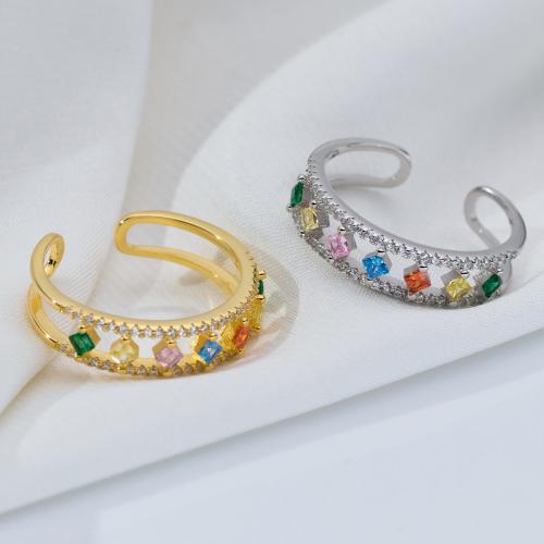 925 Sterling Silver Cuff Finger Ring, Geometrical Pattern, Korean style & for woman & with rhinestone & hollow, more colors for choice, US Ring Size:5.5-8.5, Sold By PC