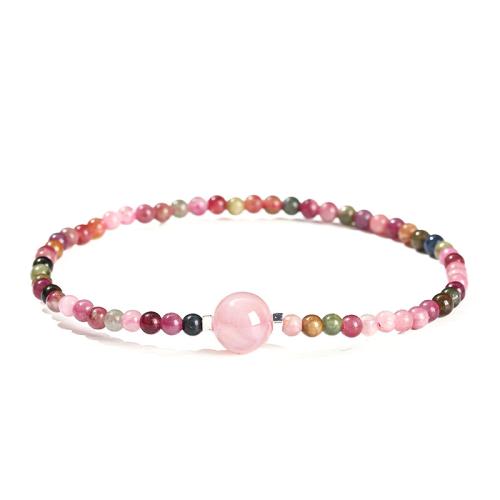 turmalina Pulsera, con Agate salino, Esférico, hecho a mano, Joyería & para mujer, multicolor, beads length 3mm, 8mm, longitud:aproximado 6-7 Inch, Vendido por UD