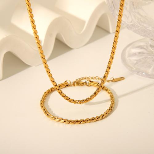 Fashion Stainless Steel Jewelry Sets, 304 Stainless Steel, with 5cm extender chain, fashion jewelry & different styles for choice & for woman, golden, Length:Approx 40 cm, Approx 18 cm, Sold By PC