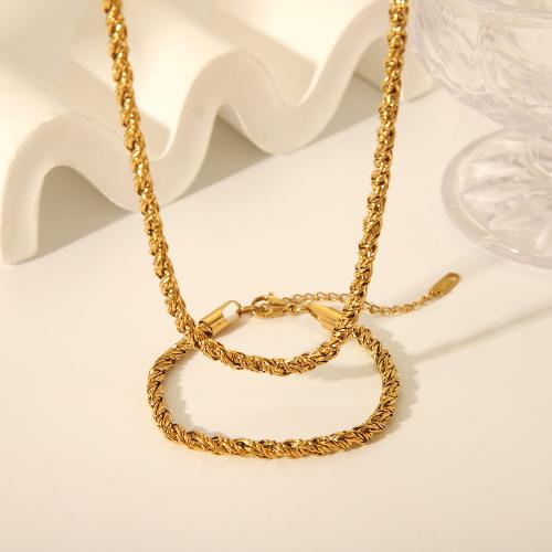 Fashion Stainless Steel Jewelry Sets 304 Stainless Steel with 5cm extender chain fashion jewelry & for woman golden Length Approx 41.5 cm Approx 18 cm Sold By PC