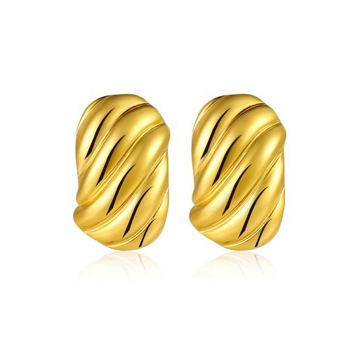 Stainless Steel Stud Earrings, 304 Stainless Steel, 18K gold plated, fashion jewelry & for woman, golden, 32x20mm, Sold By Pair