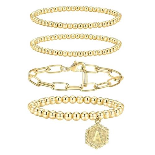 Pulsera de Aleación de Zinc, 4 piezas & Joyería & diferentes estilos para la opción & para mujer, dorado, longitud:aproximado 18 cm, Vendido por Set