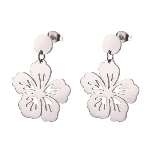 Boucle d'oreille Acier Titane, fleur, bijoux de mode & pour femme, plus de couleurs à choisir, 23x24mm, Vendu par paire