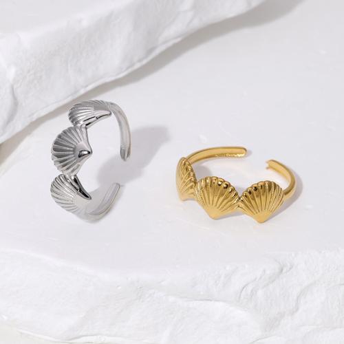 Stainless Steel Finger Ring, 304 Stainless Steel, Shell, fashion jewelry & for woman, more colors for choice, Sold By PC