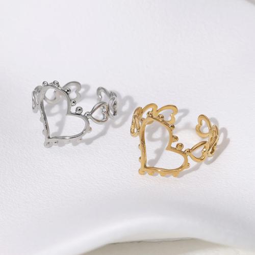 Stainless Steel Finger Ring, 304 Stainless Steel, Heart, fashion jewelry & for woman, more colors for choice, Sold By PC