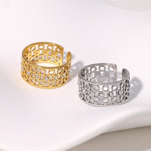 Rhinestone Stainless Steel Finger Ring, 304 Stainless Steel, fashion jewelry & for woman & with rhinestone, more colors for choice, Sold By PC