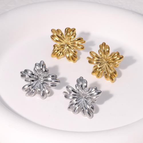 Stainless Steel Stud Earrings, 304 Stainless Steel, Flower, fashion jewelry & for woman, more colors for choice, 25x23mm, Sold By Pair