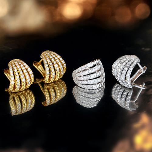 Cubic Zirconia Micro Pave Brass Earring, fashion jewelry & micro pave cubic zirconia & for woman, more colors for choice, 15x15mm, Sold By Pair