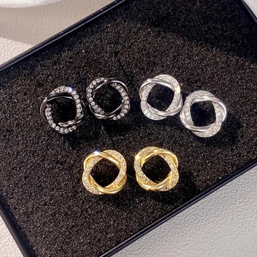 Cubic Zirconia Micro Pave Brass Earring, fashion jewelry & micro pave cubic zirconia & for woman, more colors for choice, 12mm, Sold By Pair