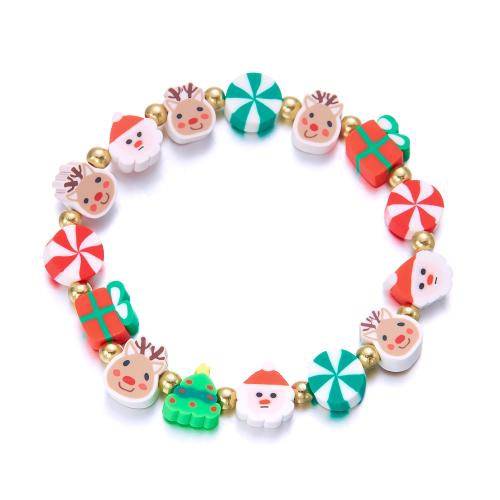 Pulsera de Navidad, Arcilla polimero, Diseño de Navidad & Joyería, más colores para la opción, longitud:aproximado 18 cm, Vendido por UD