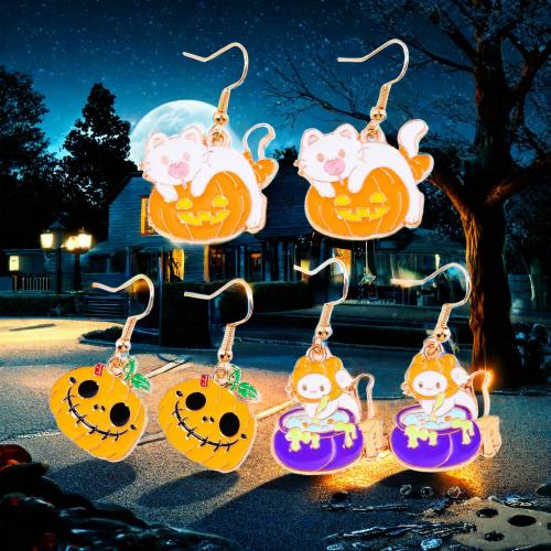 Zinc Alloy Drop Earring gold color plated & Halloween Jewelry Gift & for woman & enamel nickel lead & cadmium free Sold By Pair