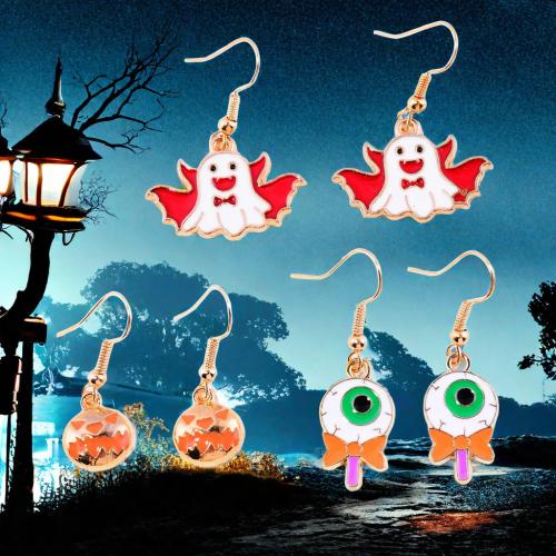 Zinc Alloy Drop Earring, gold plated, Andere vorm voor keuze & Halloween Jewelry Gift & voor vrouw & glazuur, meer kleuren voor de keuze, nikkel, lood en cadmium vrij, Verkocht door pair