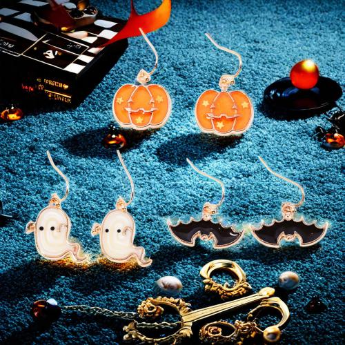 Zinc Alloy Drop Earring, gold plated, Andere vorm voor keuze & Halloween Jewelry Gift & voor vrouw & glazuur, meer kleuren voor de keuze, nikkel, lood en cadmium vrij, Verkocht door pair