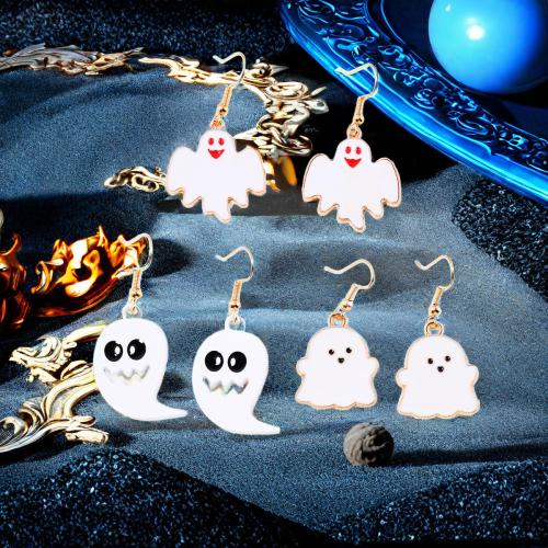 Tibetan Style Drop Earring, Ghost, gold color plated, Halloween Jewelry Gift & different size for choice & for woman & enamel, more colors for choice, nickel, lead & cadmium free, Sold By Pair