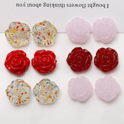 Χάντρες Lampwork, Γυάλινα, Rose, DIY, περισσότερα χρώματα για την επιλογή, 18x18mm, Περίπου 100PCs/τσάντα, Sold Με τσάντα