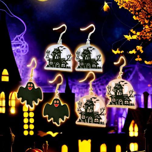 Zinc Alloy Drop Earring, plated, Andere vorm voor keuze & Halloween Jewelry Gift & voor vrouw & glazuur, meer kleuren voor de keuze, nikkel, lood en cadmium vrij, Verkocht door pair