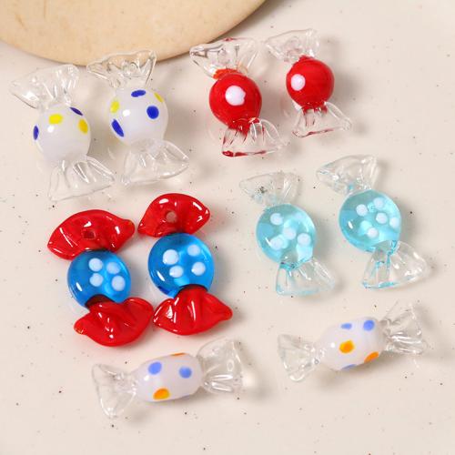 Fashion Lampwork Pendants, Candy, DIY, more colors for choice, 28x14mm, Approx 100PCs/Bag, Sold By Bag