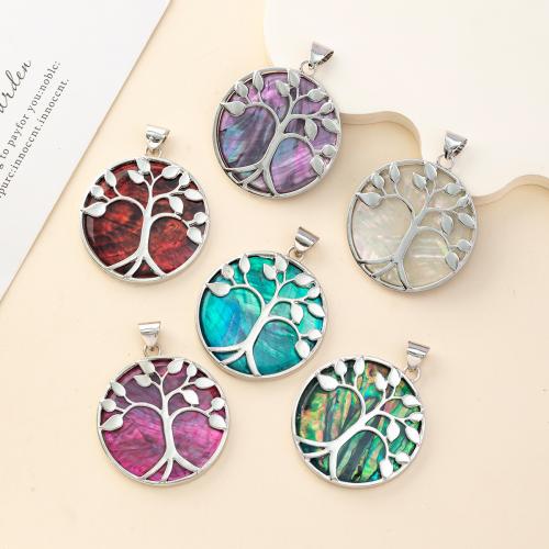 Shell Pendants, with Tibetan Style, silver color plated, DIY, more colors for choice, 43x43mm, Sold By PC