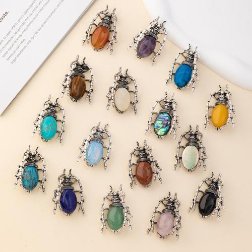 Zinc Alloy Brooches with Natural Stone silver color plated Unisex nickel lead & cadmium free Sold By PC