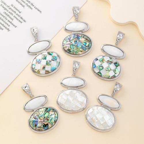 Shell Pendants with Zinc Alloy silver color plated DIY Sold By PC