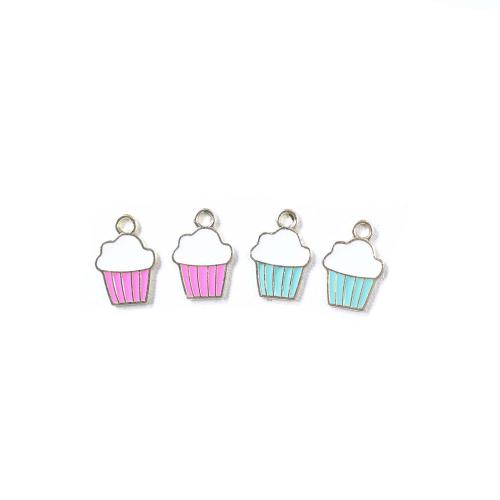 Zinc Alloy émail Pendants, alliage de zinc, Gâteau, Placage de couleur d'or, DIY, plus de couleurs à choisir, 100PC/sac, Vendu par sac