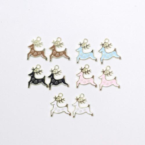 Zinc Alloy Enamel Pendants Deer gold color plated DIY Sold By Bag