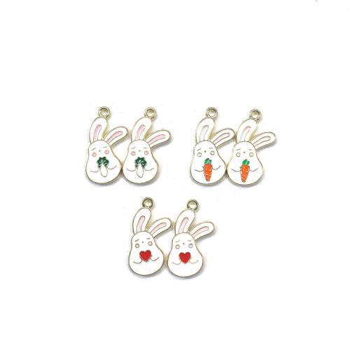 Tibetan Style Enamel Pendants, Rabbit, gold color plated, DIY, more colors for choice, 100PCs/Bag, Sold By Bag