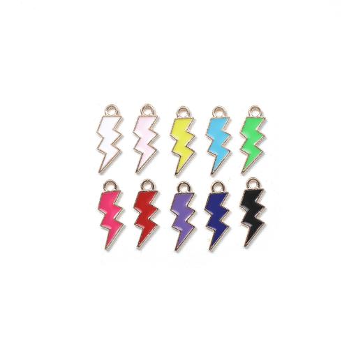 Zinc Alloy émail Pendants, alliage de zinc, Symbole de la foudre, Placage de couleur d'or, DIY, plus de couleurs à choisir, 100PC/sac, Vendu par sac