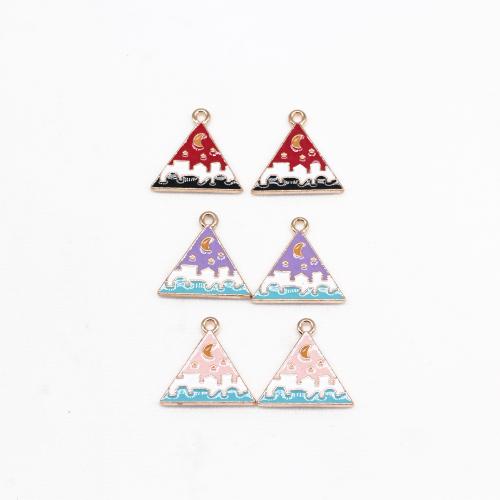 Tibetan Style émail Pendants, alliage de zinc, triangle, Placage de couleur d'or, DIY, plus de couleurs à choisir, 100PC/sac, Vendu par sac