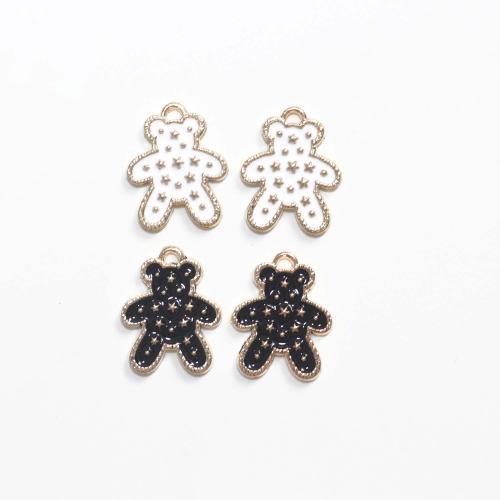 Zinc Alloy Enamel Pendants Bear gold color plated DIY Sold By Bag