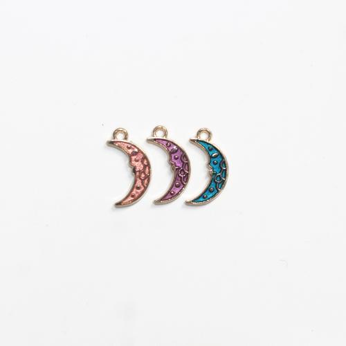 Tibetan Style Enamel Pendants, Moon, gold color plated, DIY, more colors for choice, 100PCs/Bag, Sold By Bag