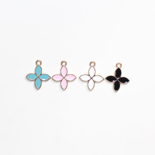 Zinc Alloy Enamel Pendants Four Leaf Clover gold color plated DIY Sold By Bag