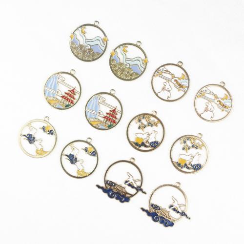 Tibetan Style Enamel Pendants, gold color plated, DIY & different styles for choice, more colors for choice, 100PCs/Bag, Sold By Bag