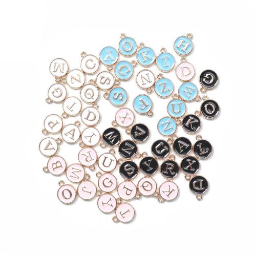 Zinc Alloy émail Pendants, alliage de zinc, Rond, Placage de couleur d'or, DIY, plus de couleurs à choisir, 100PC/sac, Vendu par sac