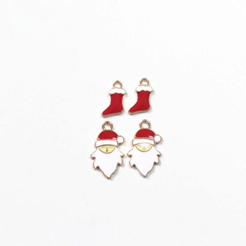 Zinc Alloy Christmas Pendants gold color plated Christmas Design & DIY & enamel Sold By Bag