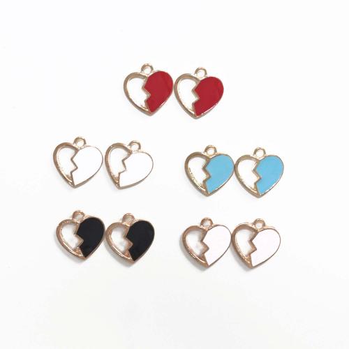 Zinc Alloy Enamel Pendants Heart gold color plated DIY Sold By Bag