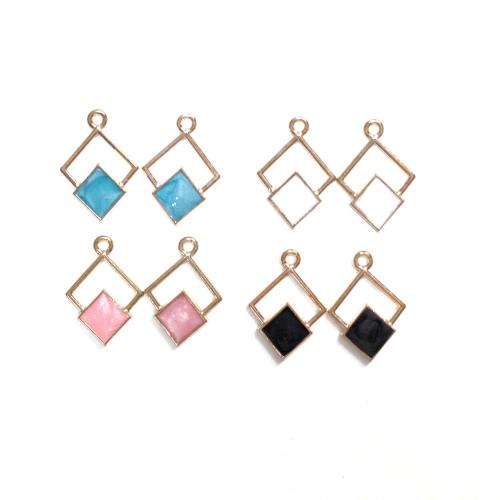 Zinc Alloy Enamel Pendants Rhombus gold color plated DIY Sold By Bag