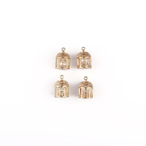 Tibetan Style Pendants, with Plastic Pearl, Cage, gold color plated, DIY, 100PCs/Bag, Sold By Bag