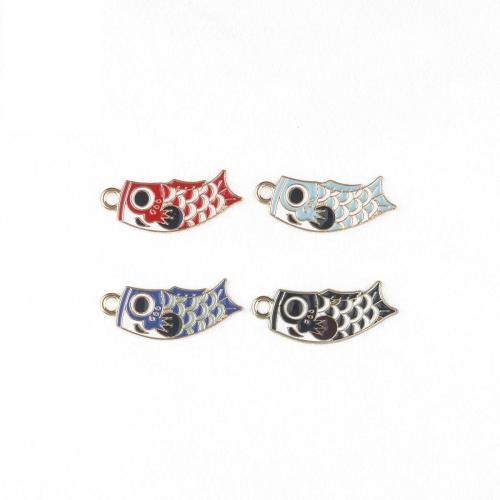 Zinc Alloy émail Pendants, alliage de zinc, poisson, Placage de couleur d'or, DIY, plus de couleurs à choisir, 100PC/sac, Vendu par sac