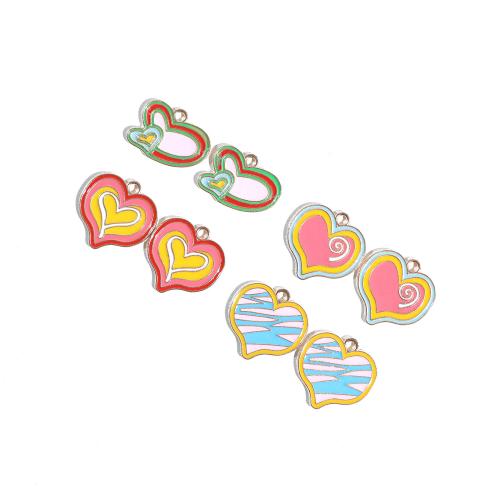 Zinc Alloy Enamel Pendants Heart gold color plated DIY Sold By Bag