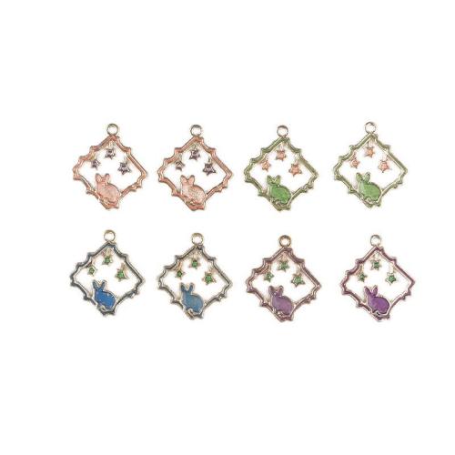 Zinc Alloy émail Pendants, alliage de zinc, lapin, Placage de couleur d'or, DIY, plus de couleurs à choisir, 100PC/sac, Vendu par sac