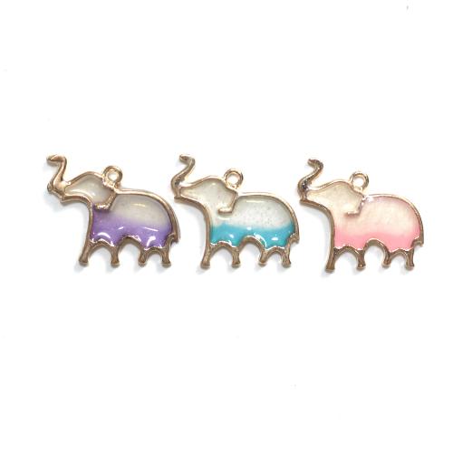 Tibetan Style Enamel Pendants, Elephant, gold color plated, DIY, more colors for choice, 100PCs/Bag, Sold By Bag