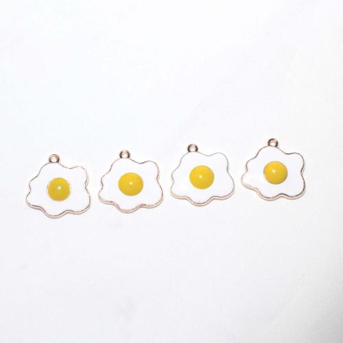 Tibetan Style Enamel Pendants, Fried Egg, gold color plated, DIY, more colors for choice, 100PCs/Bag, Sold By Bag