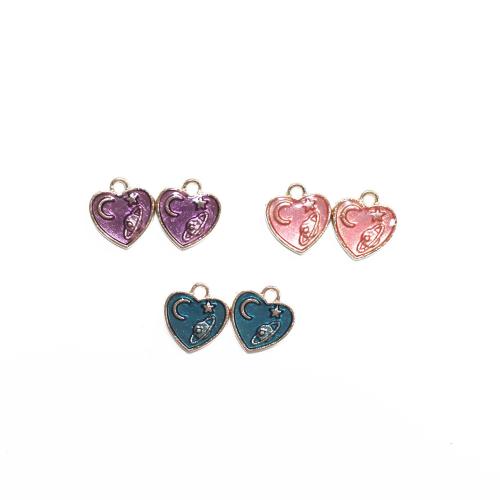 Tibetan Style Enamel Pendants, Heart, gold color plated, DIY, more colors for choice, 100PCs/Bag, Sold By Bag