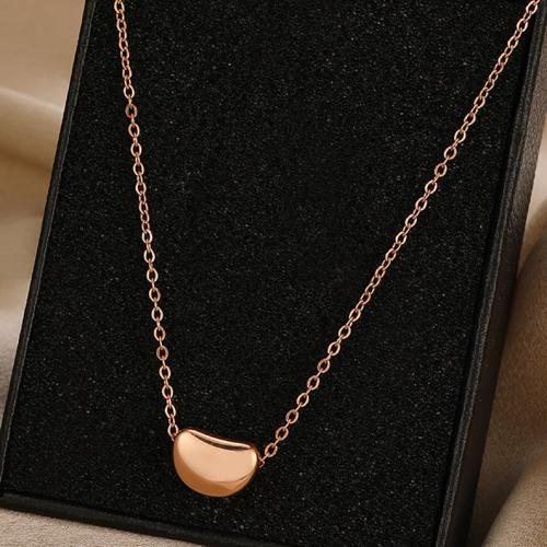 Titanium Steel Necklace, with 5cm extender chain, gold color plated, fashion jewelry, rose gold color, Length:40 cm, Sold By PC