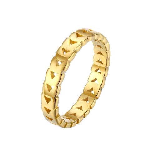 Titanium Steel Finger Ring, gold color plated, fashion jewelry & different size for choice, golden, Sold By PC