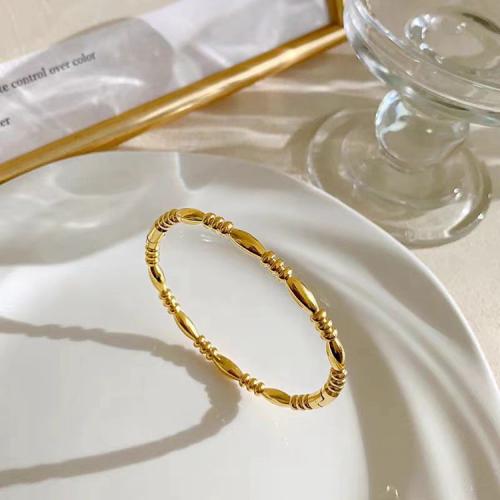 Titanium Steel Bracelet & Bangle, gold color plated, fashion jewelry, silver color, Bracelet inner diameter: 58mm, Sold By PC