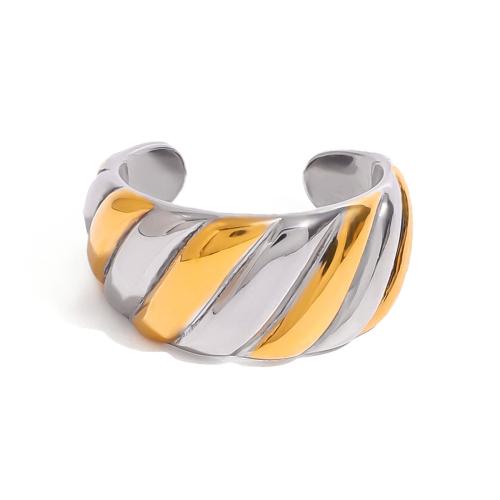 Stainless Steel Finger Ring, 304 Stainless Steel, plated, fashion jewelry & for woman & two tone, Sold By PC